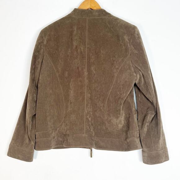 Doncaster Brown Soft Faux Suede Jacket Coat - Picture 7 of 11